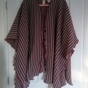 NWT Italian Line reversible double-face 80%wool Ruana Wrap